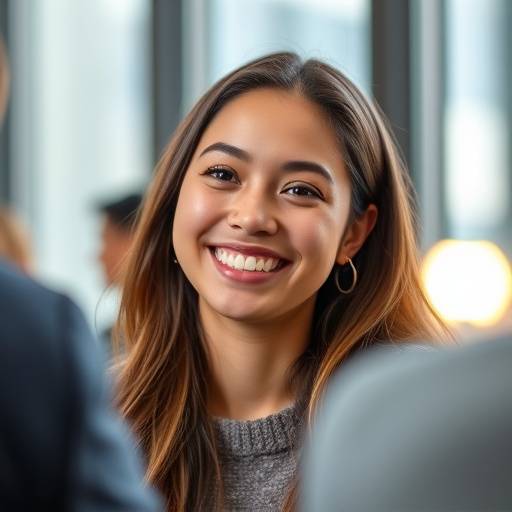 Smiling student participating in a mock interview